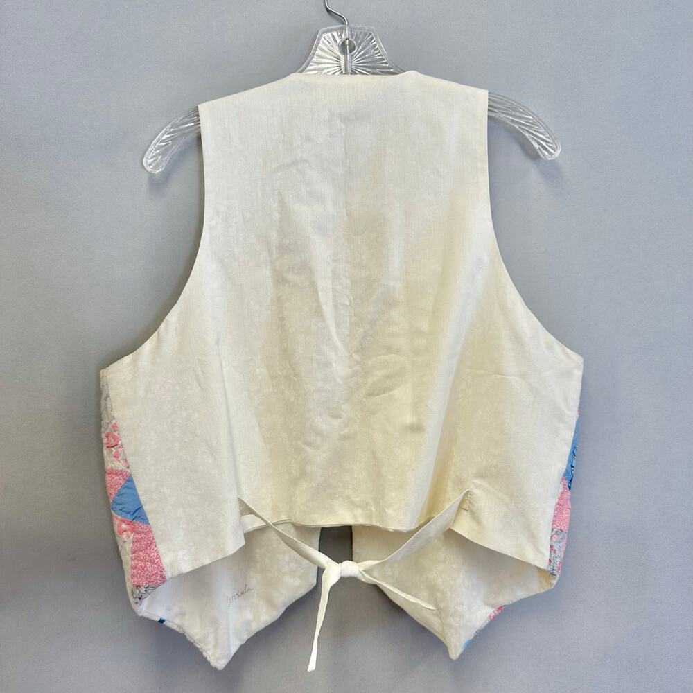 Quilted wedding ring patchwork vest handmade size medium-large grannycore cottag - Picture 13 of 16